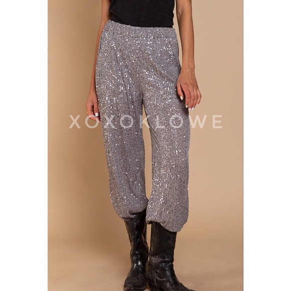 POL Sequin Pants Pull On Harem Style Relaxed Fit - Picture 9 of 16